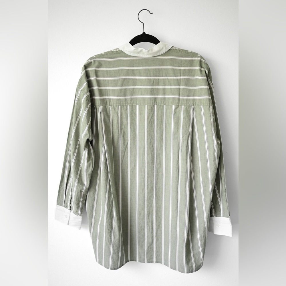 Madewell Olive Green Striped Button Down Shirt - Picture 11 of 13